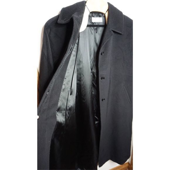 Max Mara Single Breasted Concealed‎ Buttons Long Black Wool Coat US 12 Women's - Picture 9 of 12